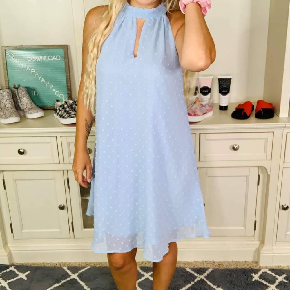 Playful Melody Swiss Dot Halter Dress